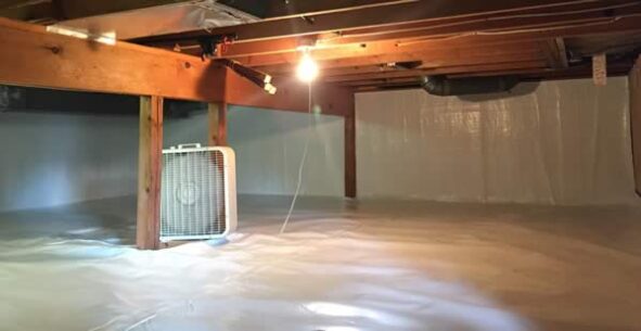 As part of our crawl space encapsulation process BDB Waterproofing lays down some liner in your crawl space.