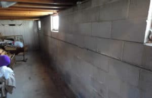 Bowed wall before BDB Waterproofing