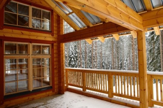 A home in the winter with a porch. Winter is proving to be tough on the foundation for this house.