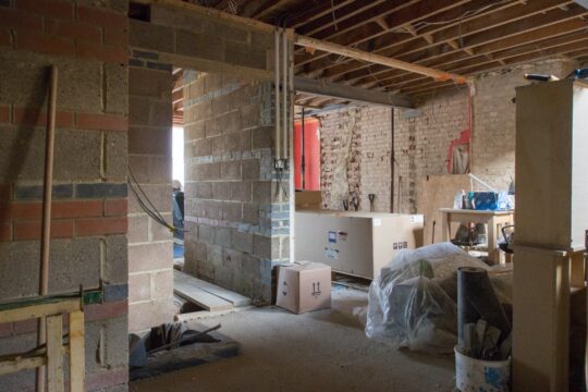 A basement is getting set up to be waterproofed. BDB Waterproofing can help you with this.