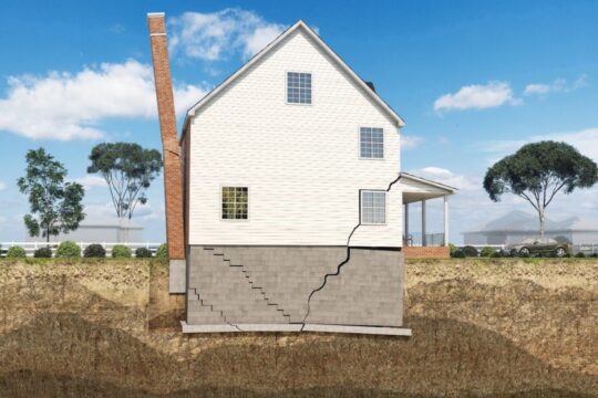If left untreated, the foundation of your home can sink, much like it's doing for this home in this picture.