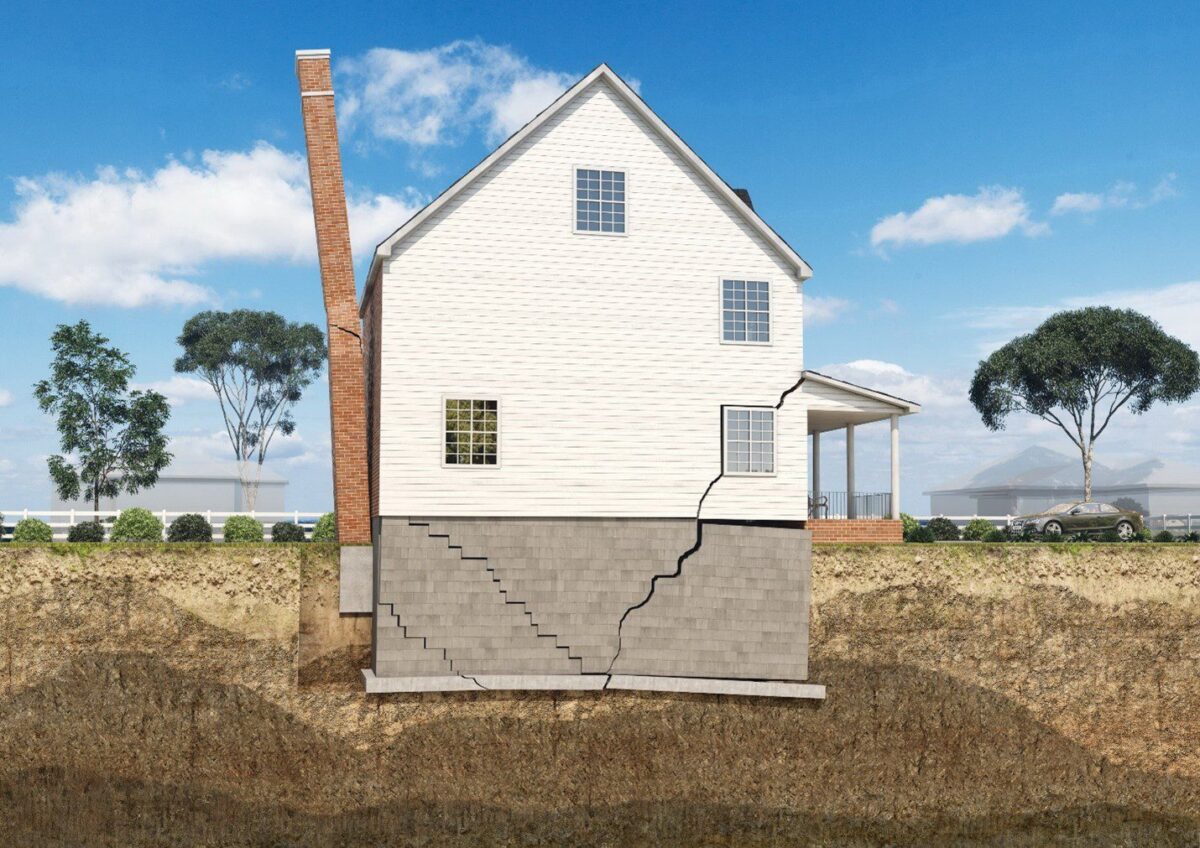 If left untreated, the foundation of your home can sink, much like it's doing for this home in this picture.